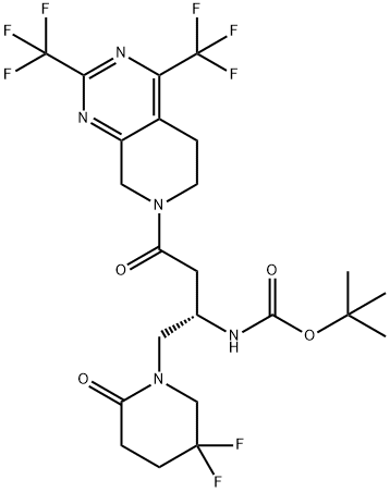 tert-butile ((1S)-3-{2,4-bis(trifluorometil)-5,8-diidropirido[3,4-d]pirimidin-7(6H)-il}-1-[(5,5-difluoro-2-ossopiperidin-1-il)metil]-3-ossopropil)carbammato